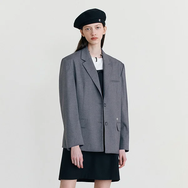 WOOL T/R SINGLE JACKET CHARCOAL