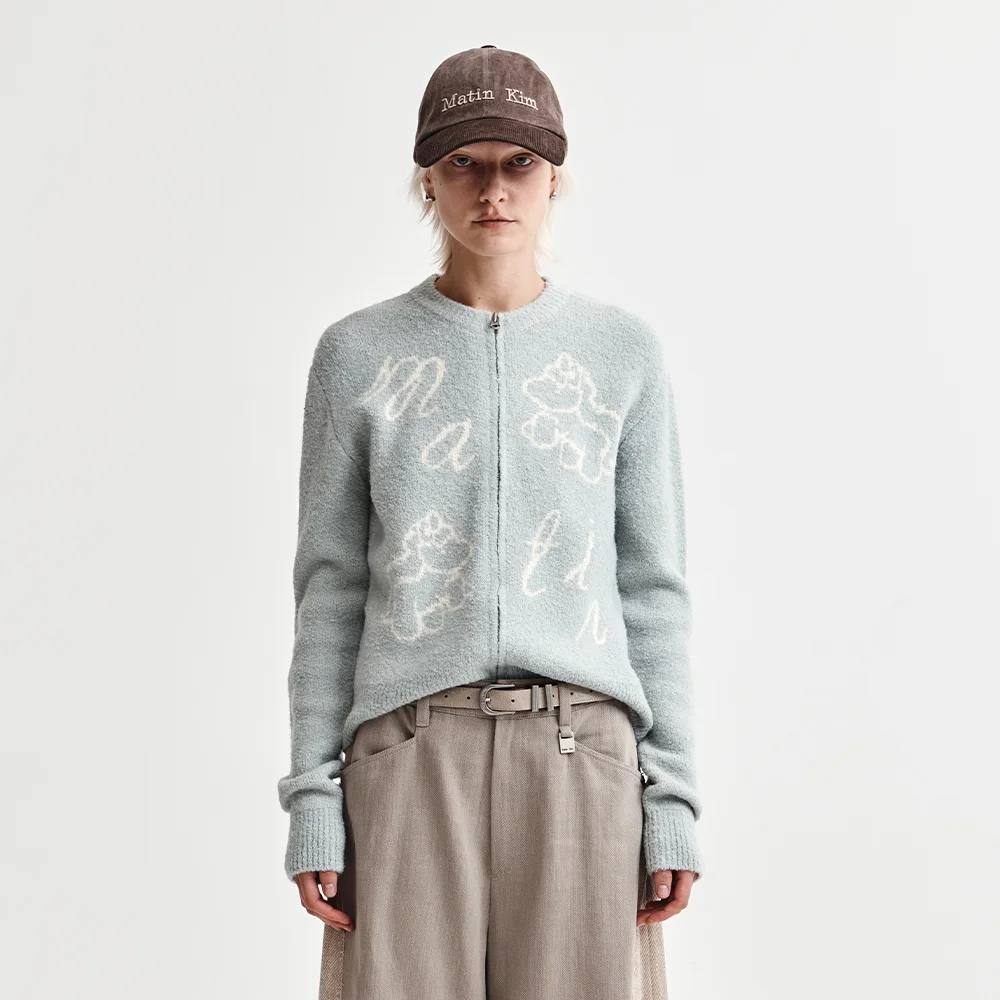MATIN PONI CONI KNIT ZIP UP IN MINT