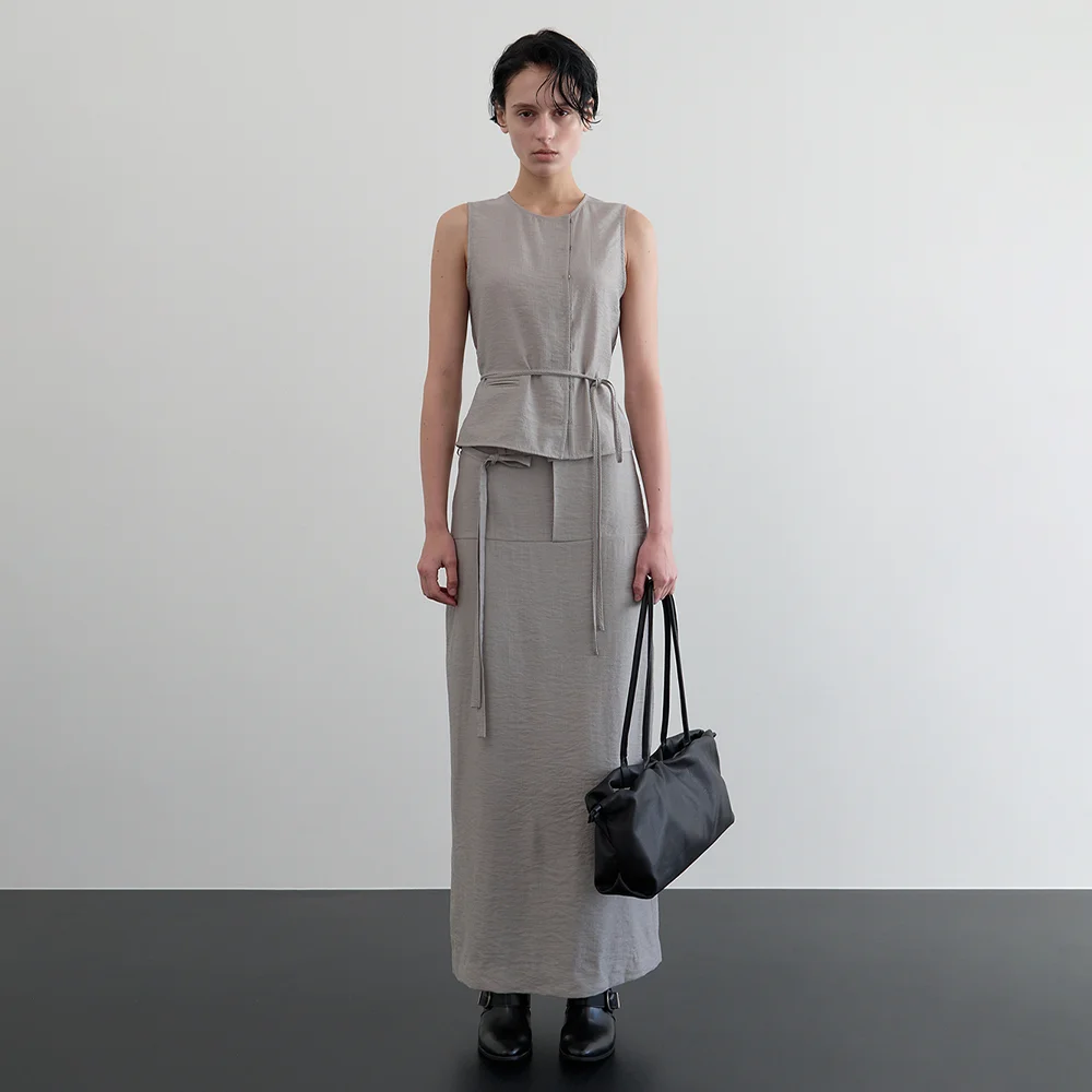 Stripe Tie Vest (gray)