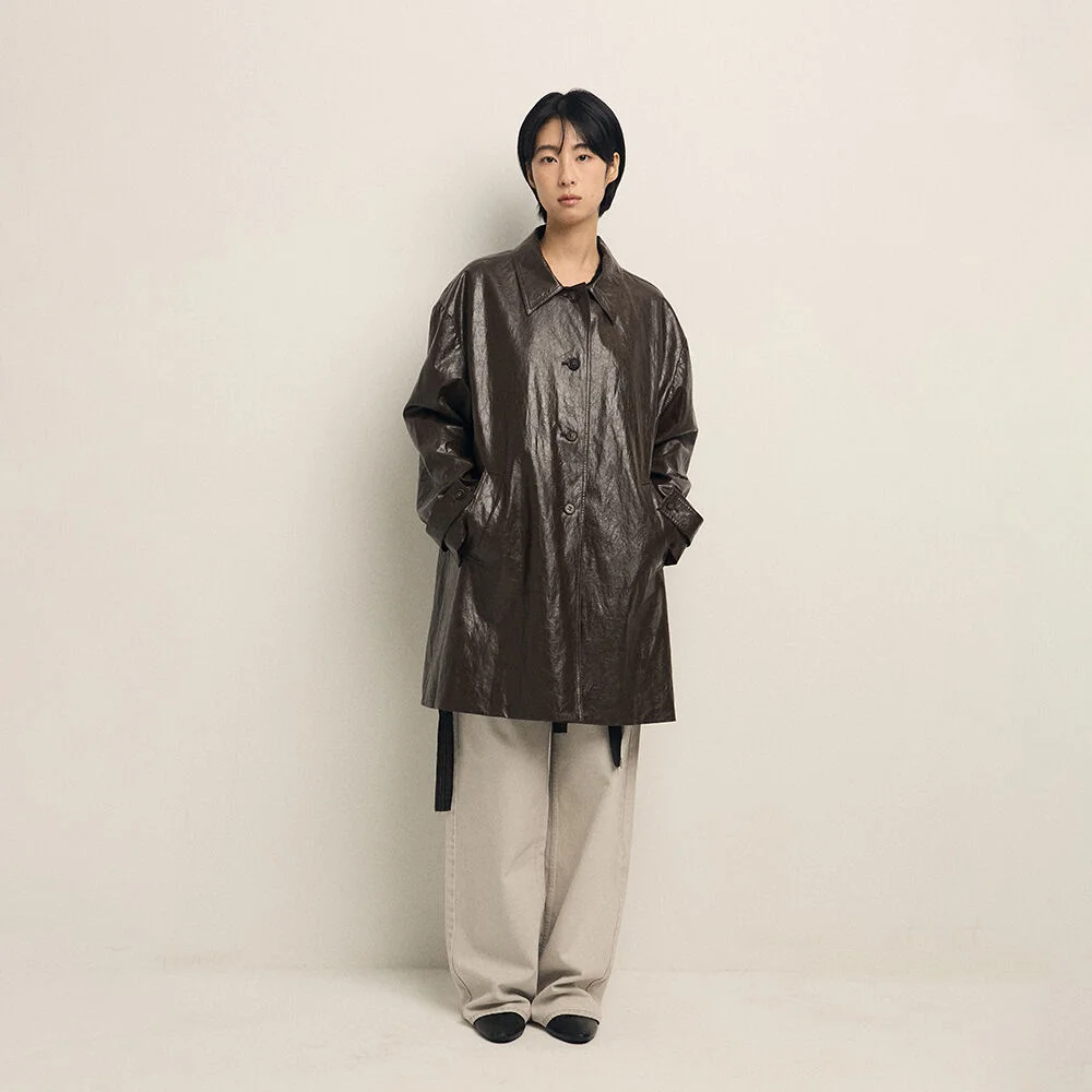 LEATHER HALF COAT