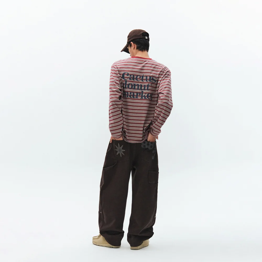 Logo Multi Stripe Long Sleeve T-Shirt-Wine