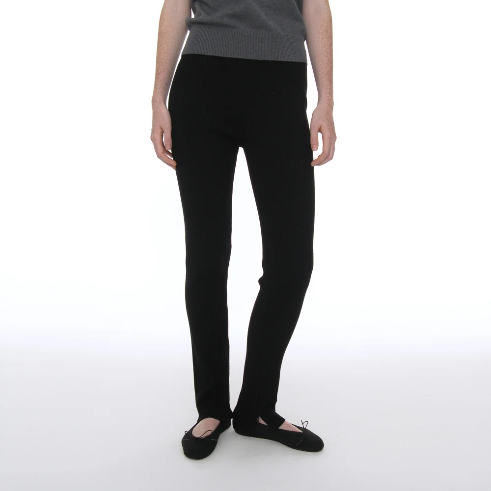 PWC SIDE ZIP-UP RIBBED LEGGINGS PANTS_BLACK