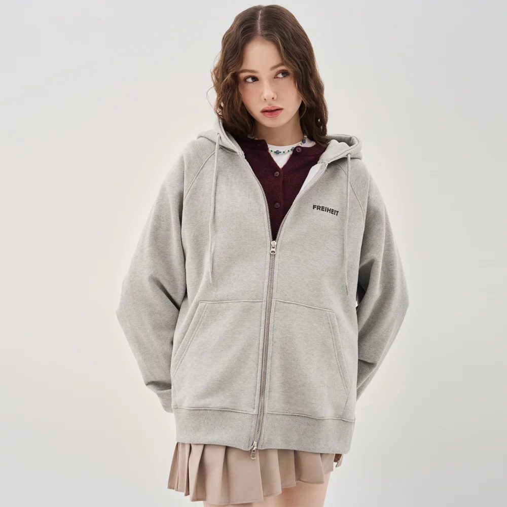 OVERSIZE 2WAY ARTWORK HOOD ZIP-UP_GRAY