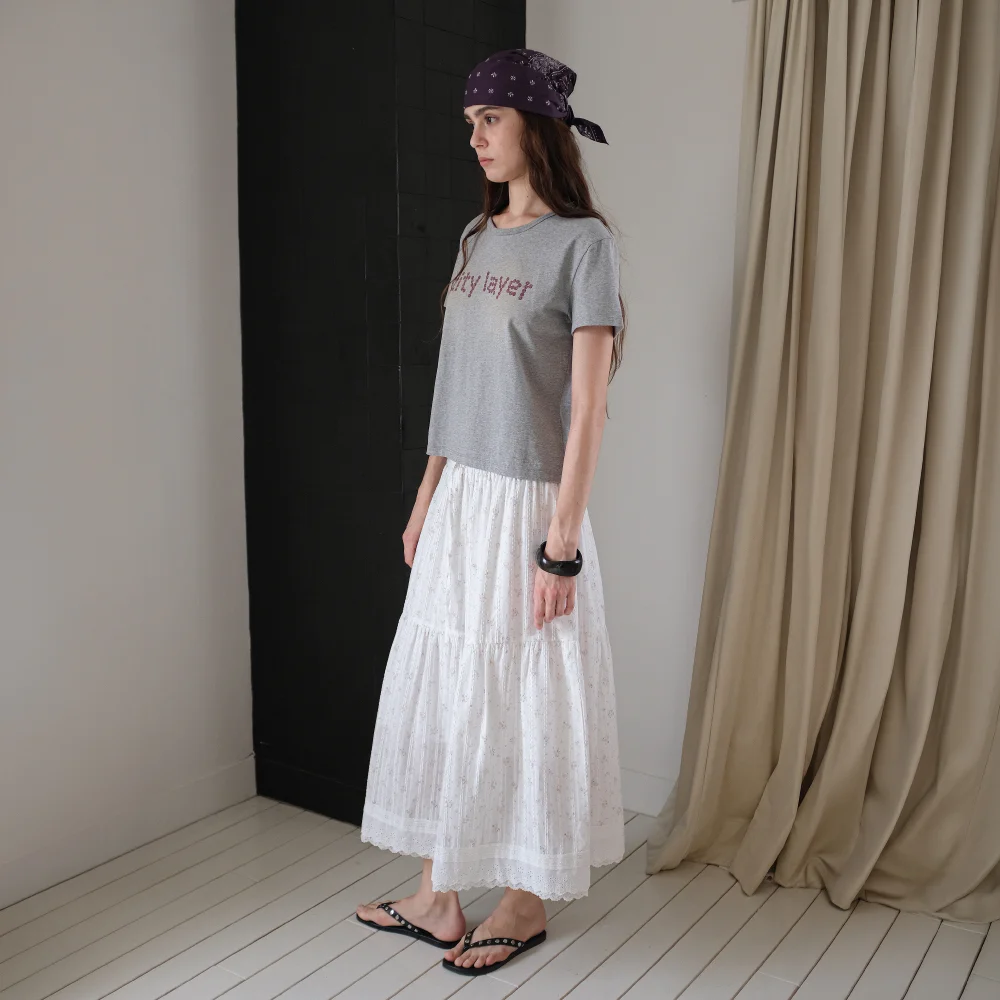Vintage Lace Long Skirt (Ivory)