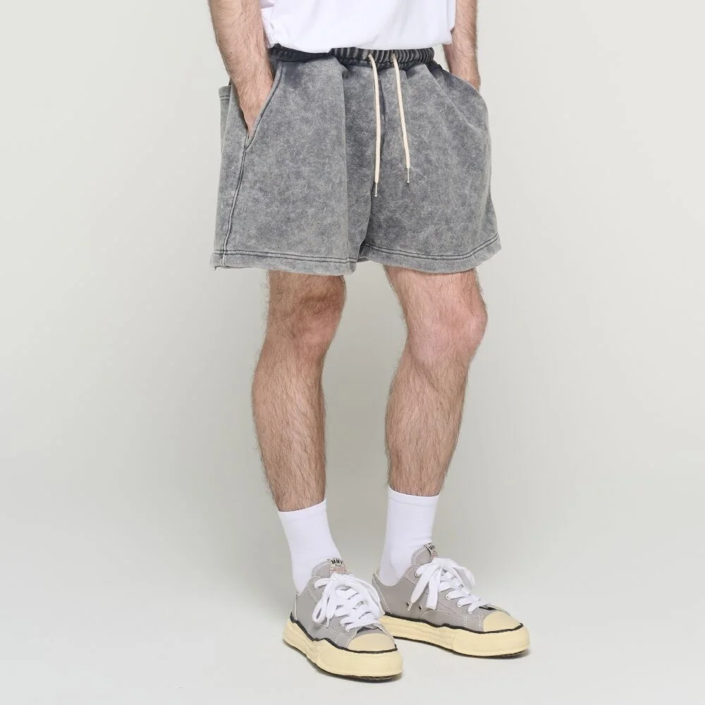 VINTAGE WASHING BANDING HALF PANTS (CHARCOAL)