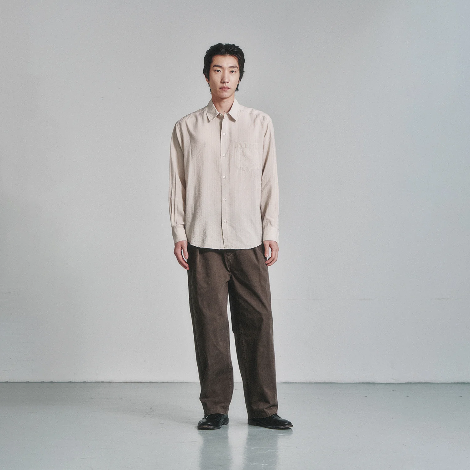 Wrinkle Rayon Shirt_French Beige
