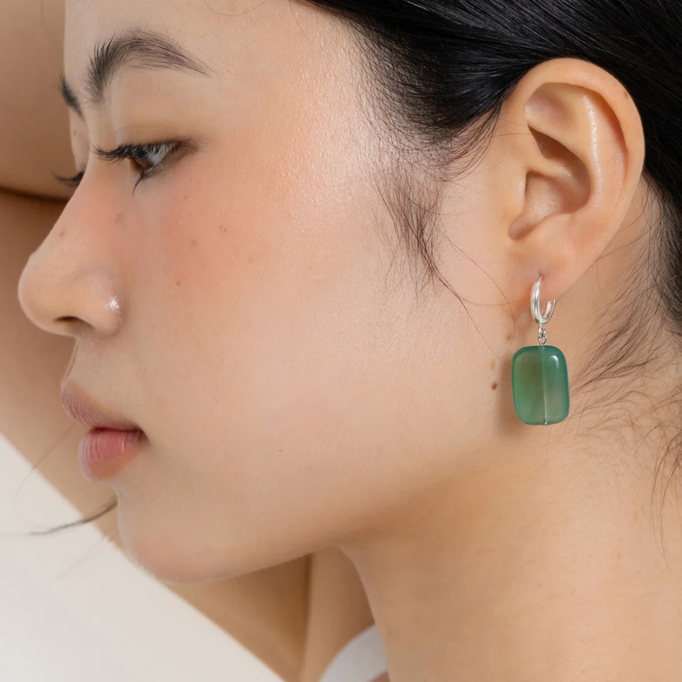 green square gem earring