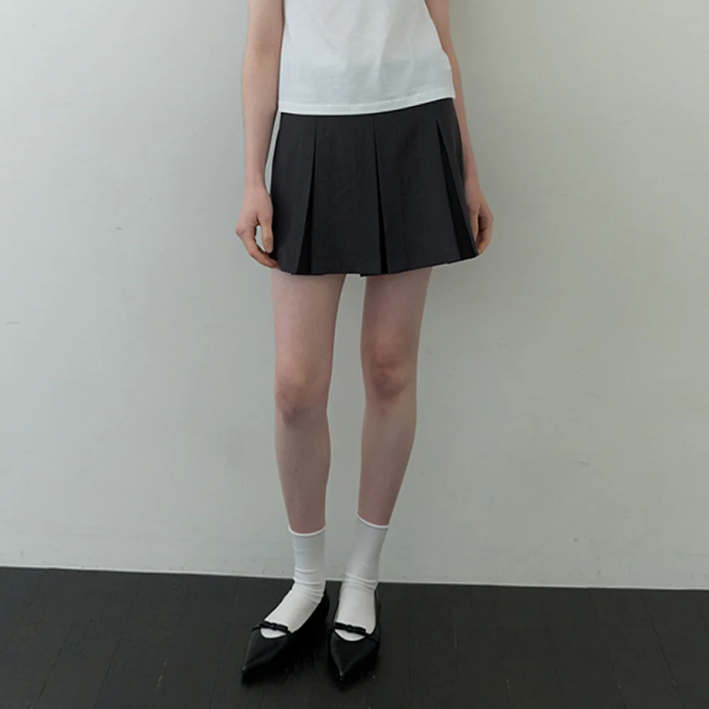 classic pleats skirt - dark gray