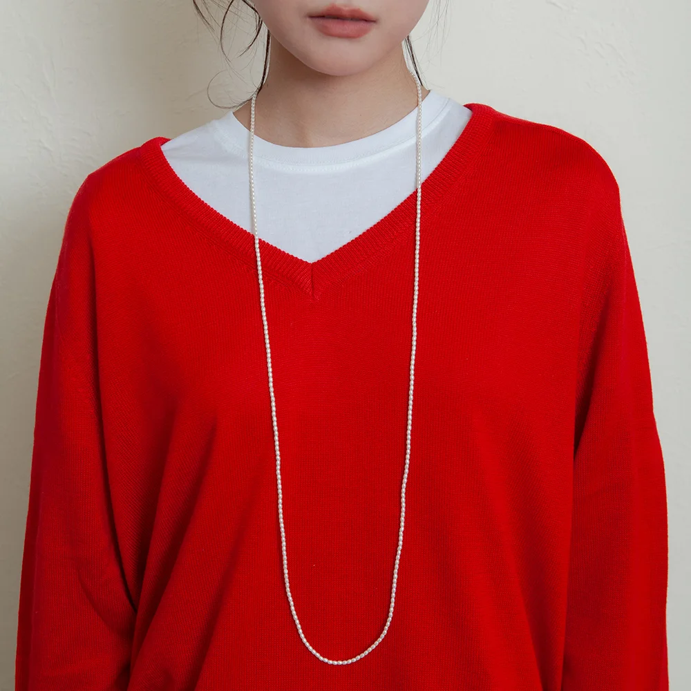 rice pearl long necklace