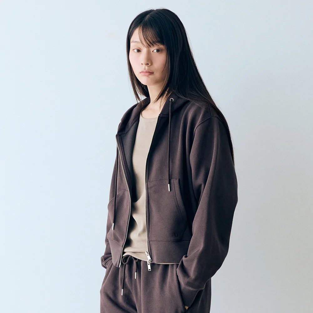 W 必備款 衛衣 連帽衫 拉鏈 Brown