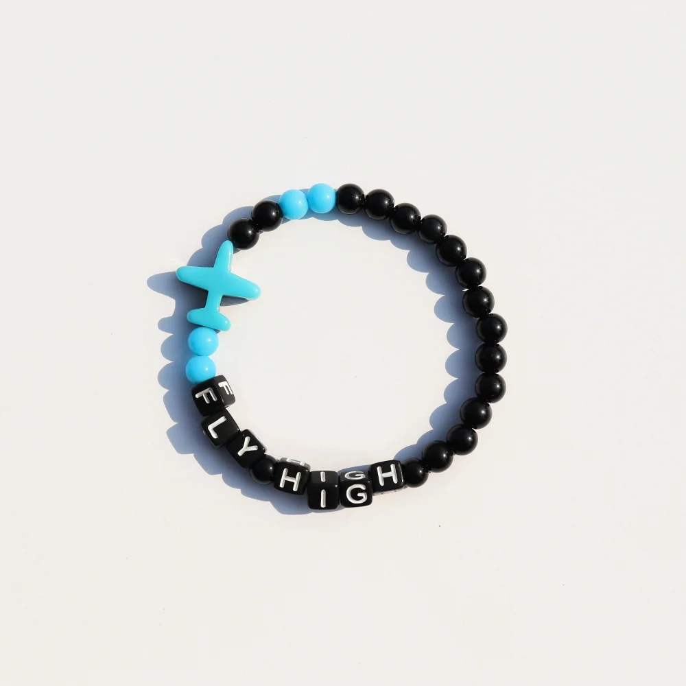 Flyhigh airplane initial ball Bracelet 飛機 吊飾 亞克力 BOL 字母 串珠 手鏈