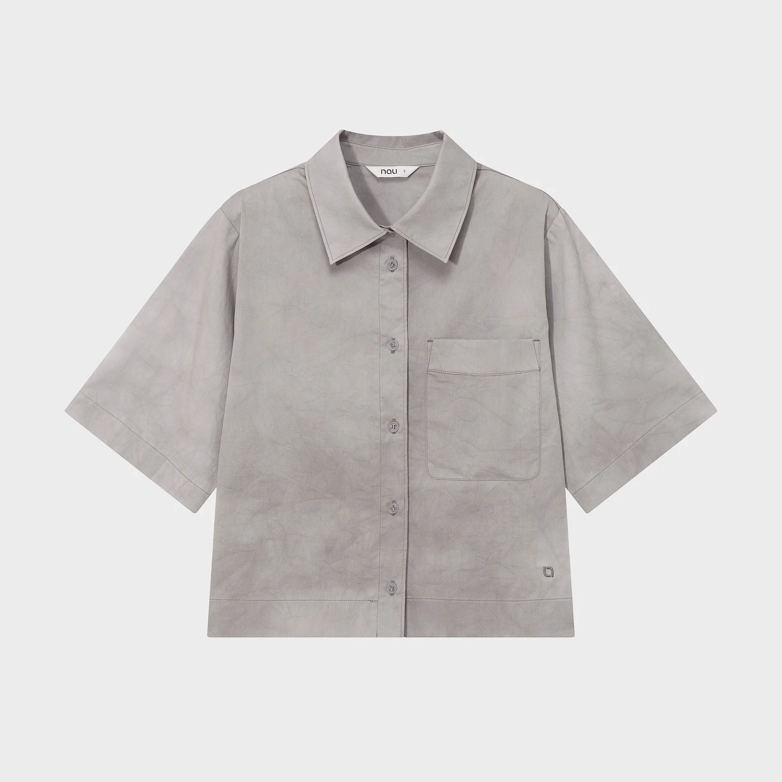 W 植物 口袋 短袖 襯衫 Light Gray