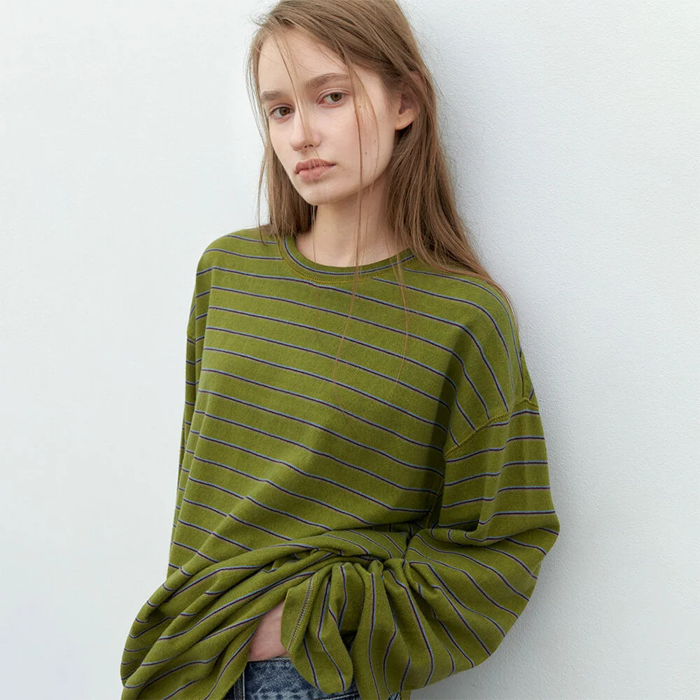 (T-7280)PIGMENT WASHING STRIPE TEE