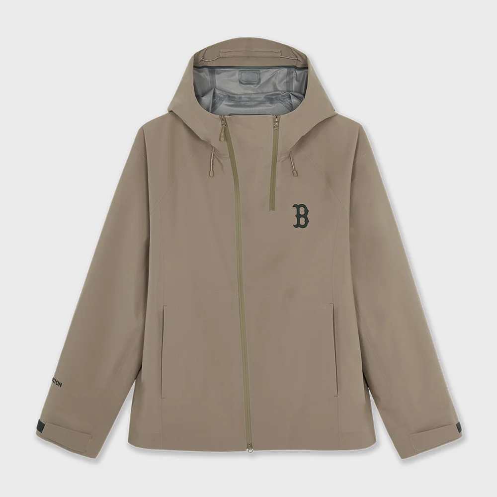 戶外機能風 3L 斜向 拉鏈 防風外套 BOS (Mg.Beige)