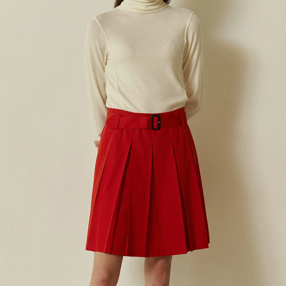 Middle pleats skirt Red