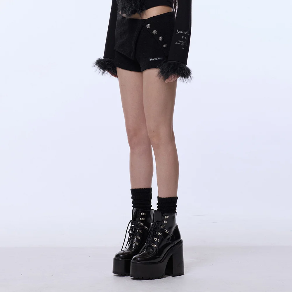 4-BUTTON KNIT SHORTS_BLACK
