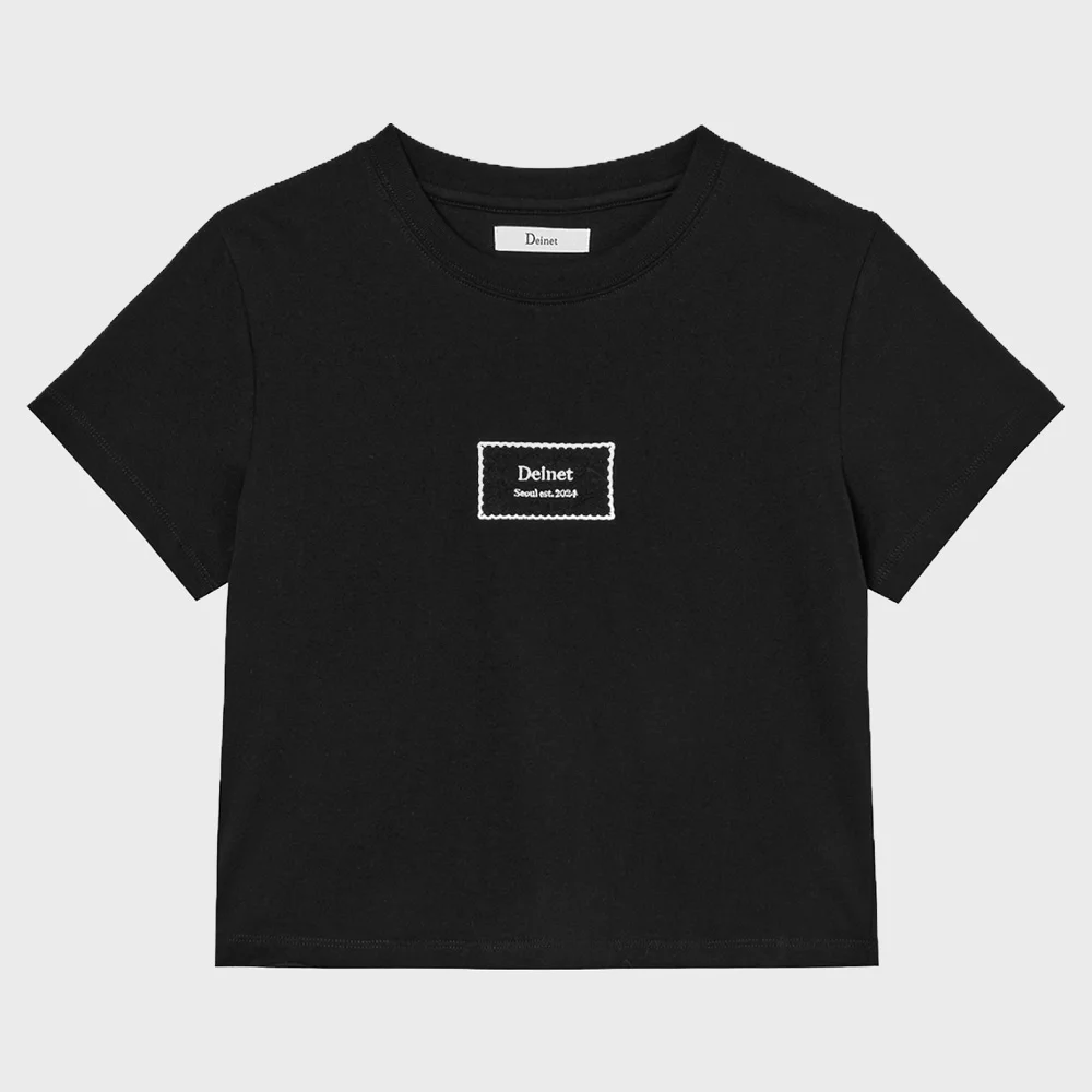 LACED PATCH T-SHIRT IN BLACK
