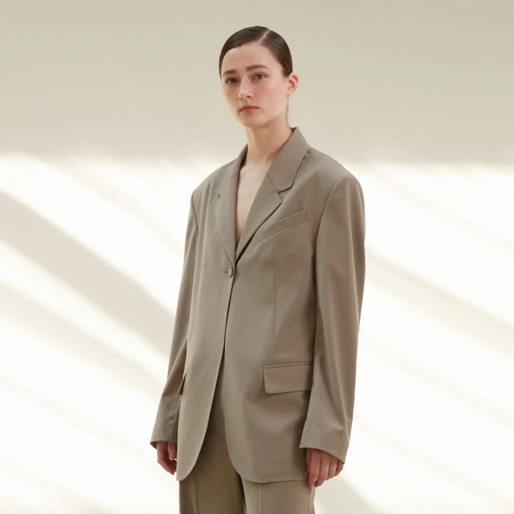 Jacket Single Button Wool Cloud Khaky