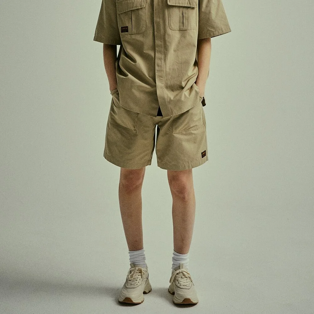 MIL-LABEL POCKET UNIFORM SHORTS PANTS 經典米色