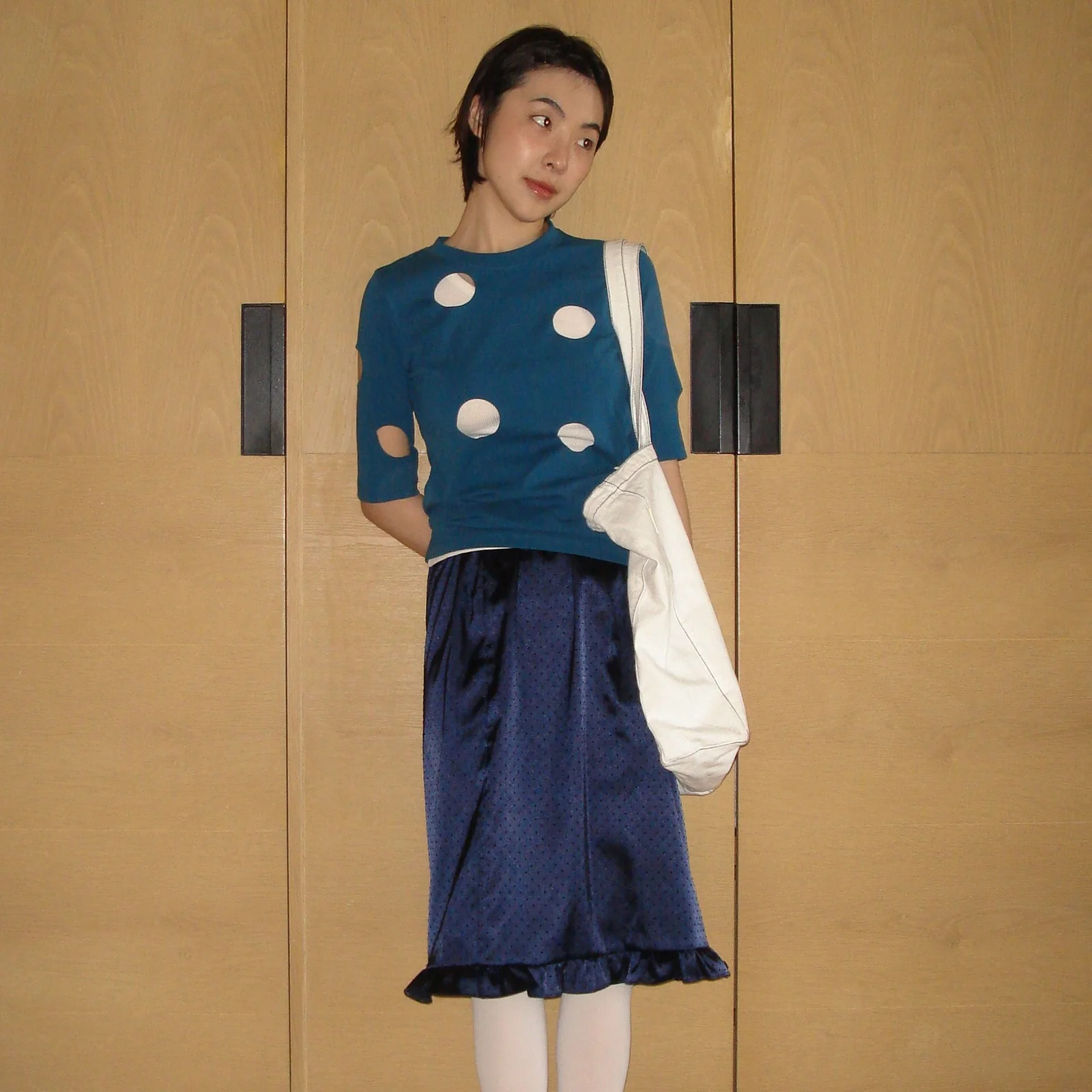 FRILL LAYERED MIDI/LONG SKIRT_NAVY