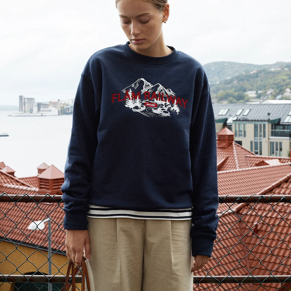 RAILWAY OVER FIT SWEAT SHIRT (NAVY)