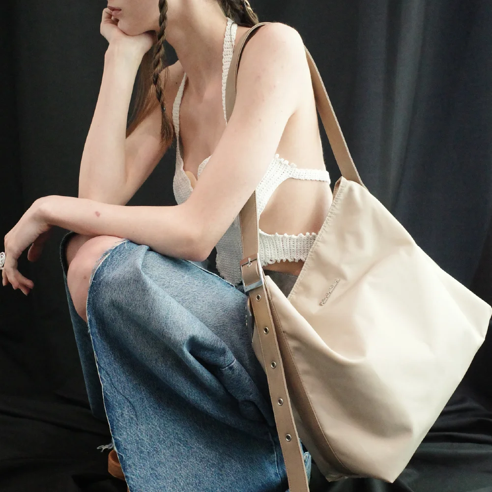 Nylon Basket Bag (beige)