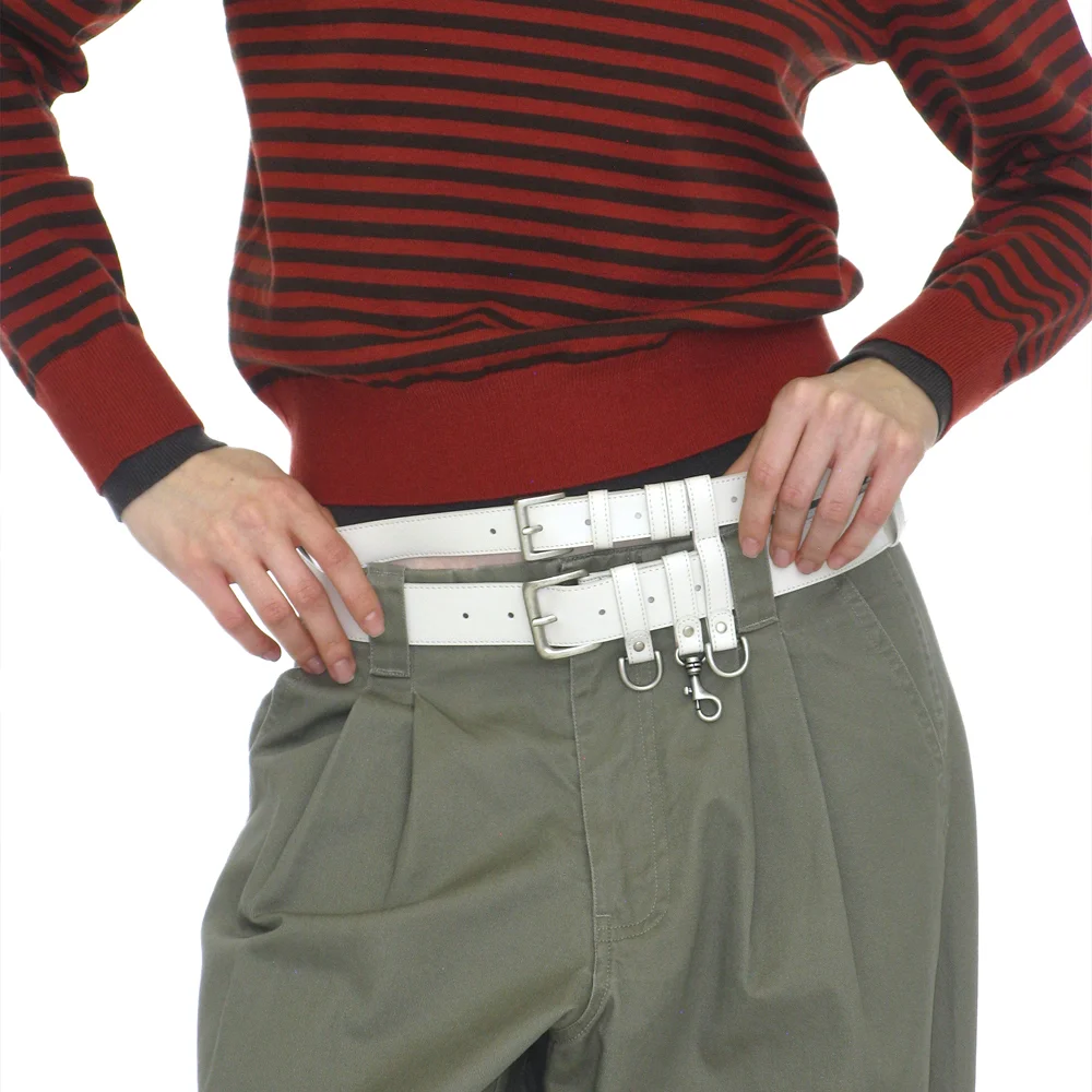 DOUBLE-LAYER UTILITY LEATHER BELT_IVORY