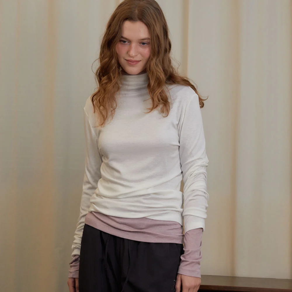 Pure high neck top (Ivory)