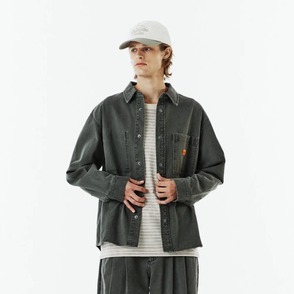 OUTPOCKET DENIM SHIRT - KHAKI (P263MSH402)