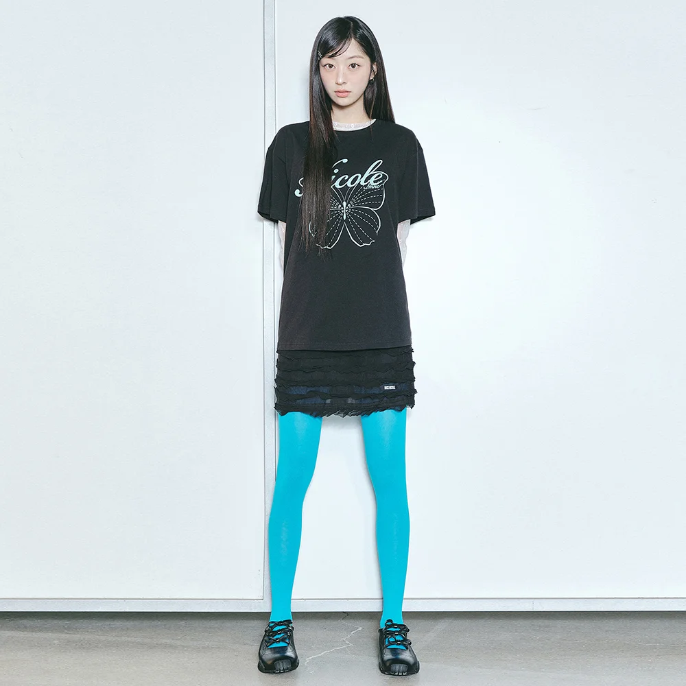 FRINGE LACE MINI SKIRT_BLACK