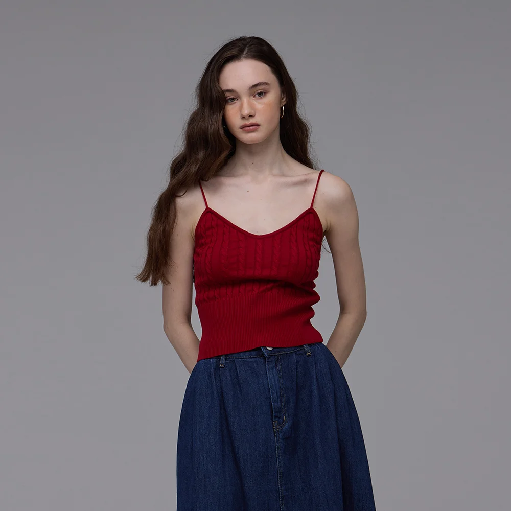 Cable sleeveless knit top (Red / 5color)