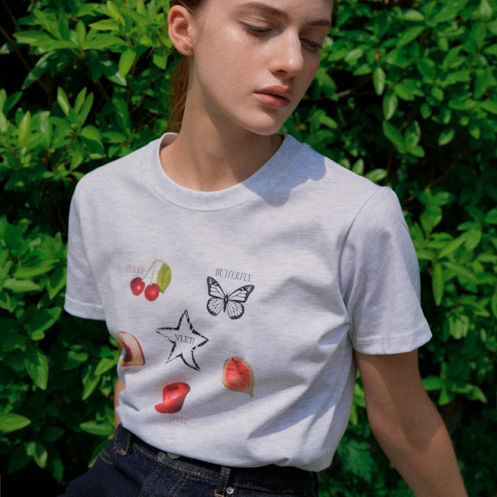 Fruity Artwork T-shirt (white melange)
