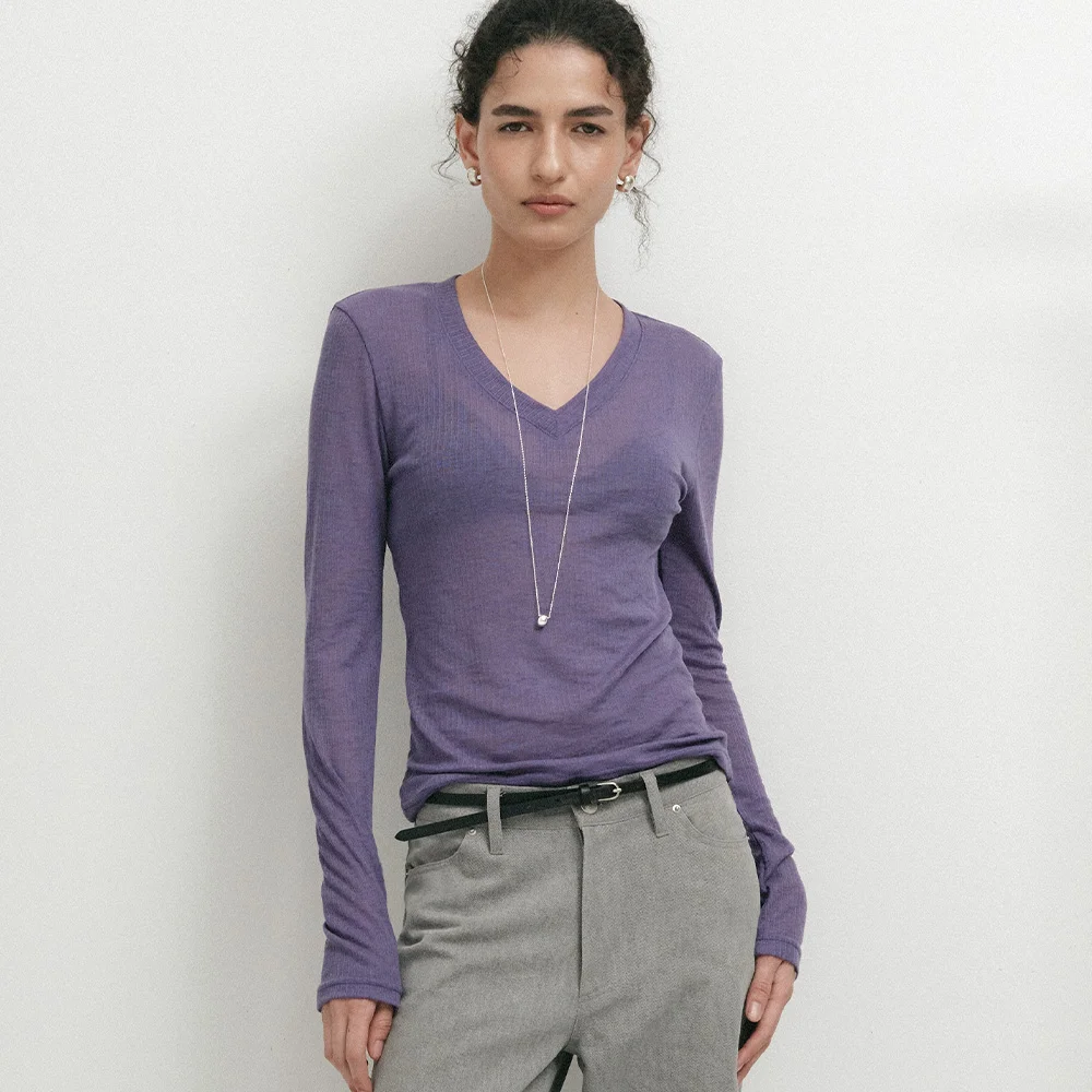 RIA V-NECK T-SHIRT_PURPLE