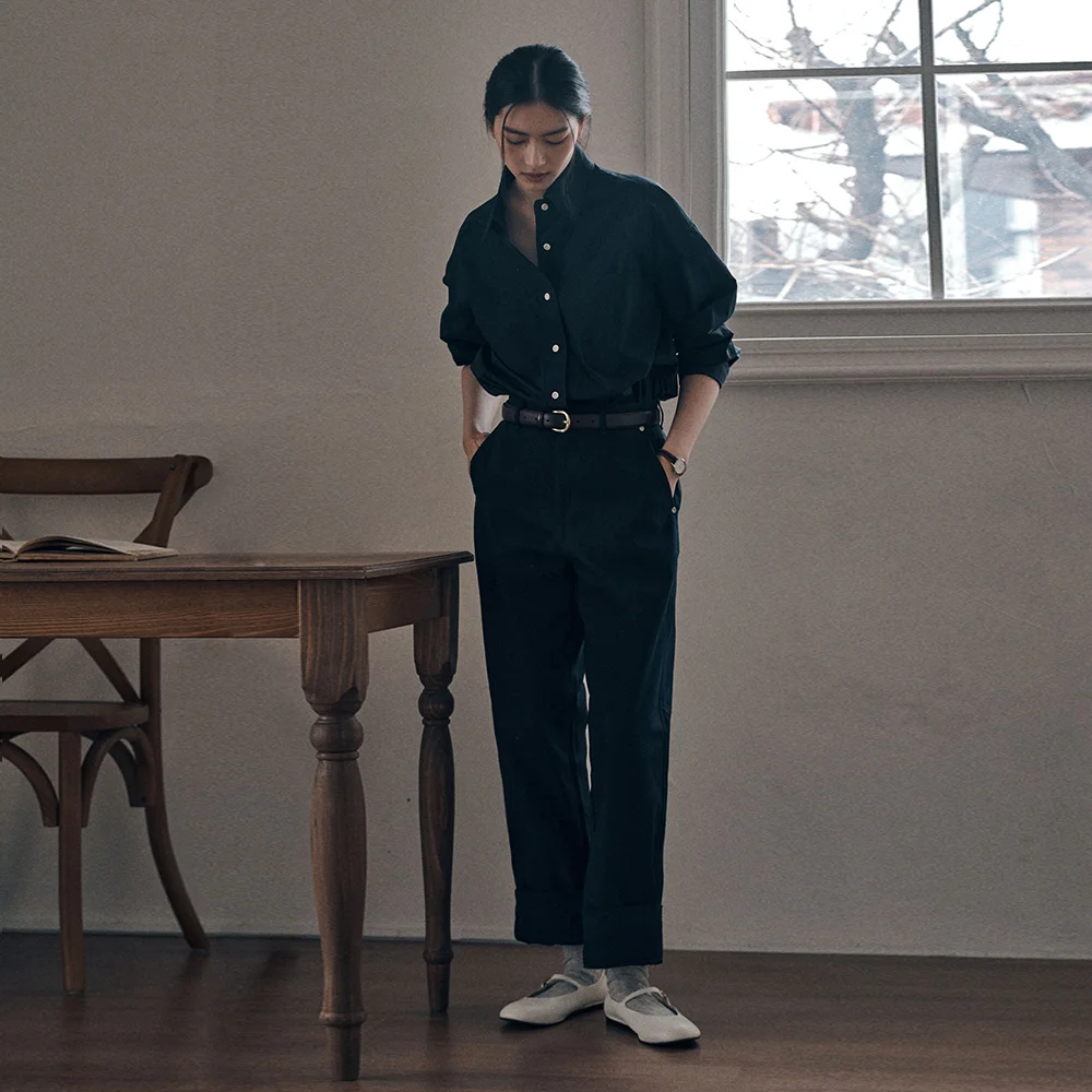 OXTO COTTON PANTS_DARK NAVY