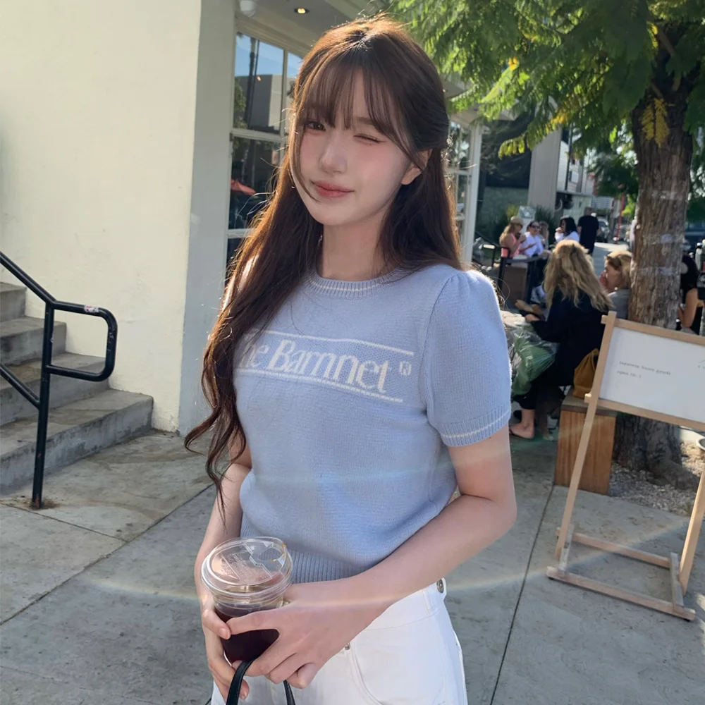 Bera Logo Knit Top_Light Blue