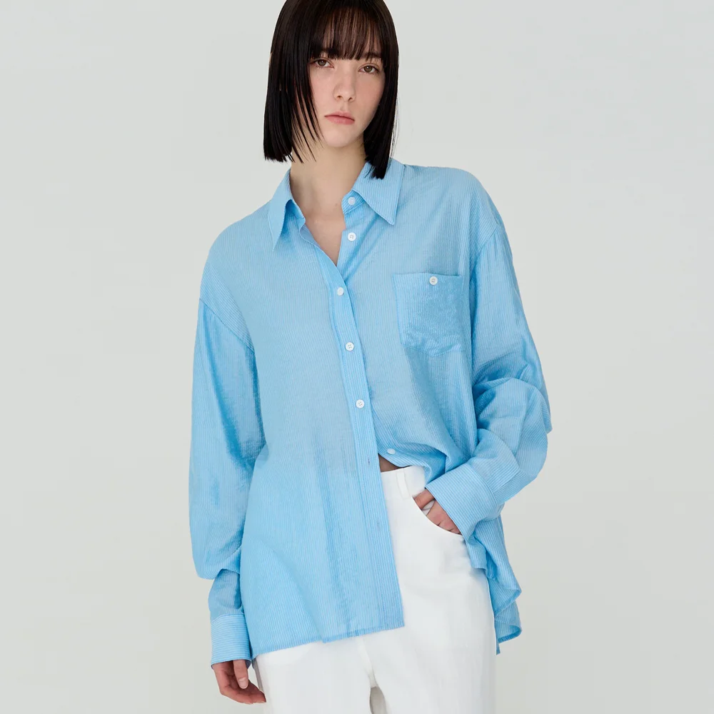 Stripe Overfit Button Shirt (Skyblue)