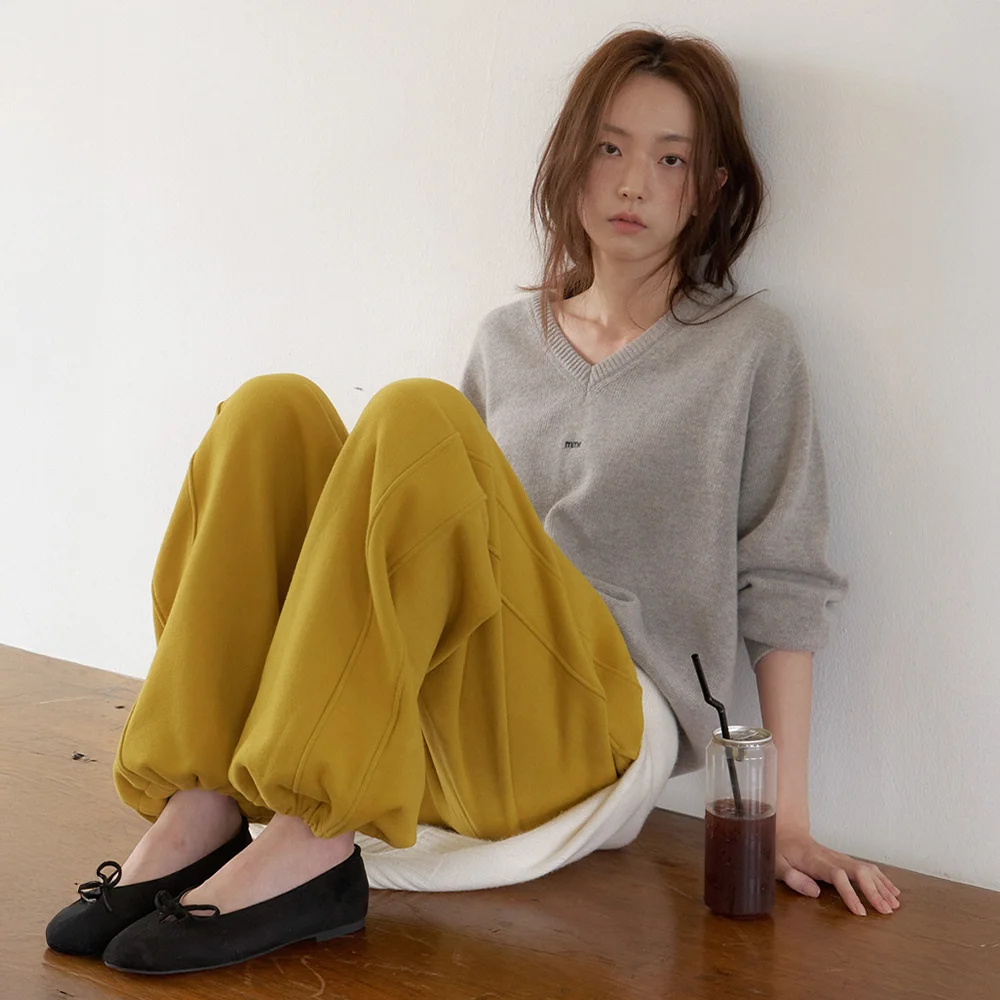 Separate 加絨 慢跑褲 褲子_Separate Pants_Mustard