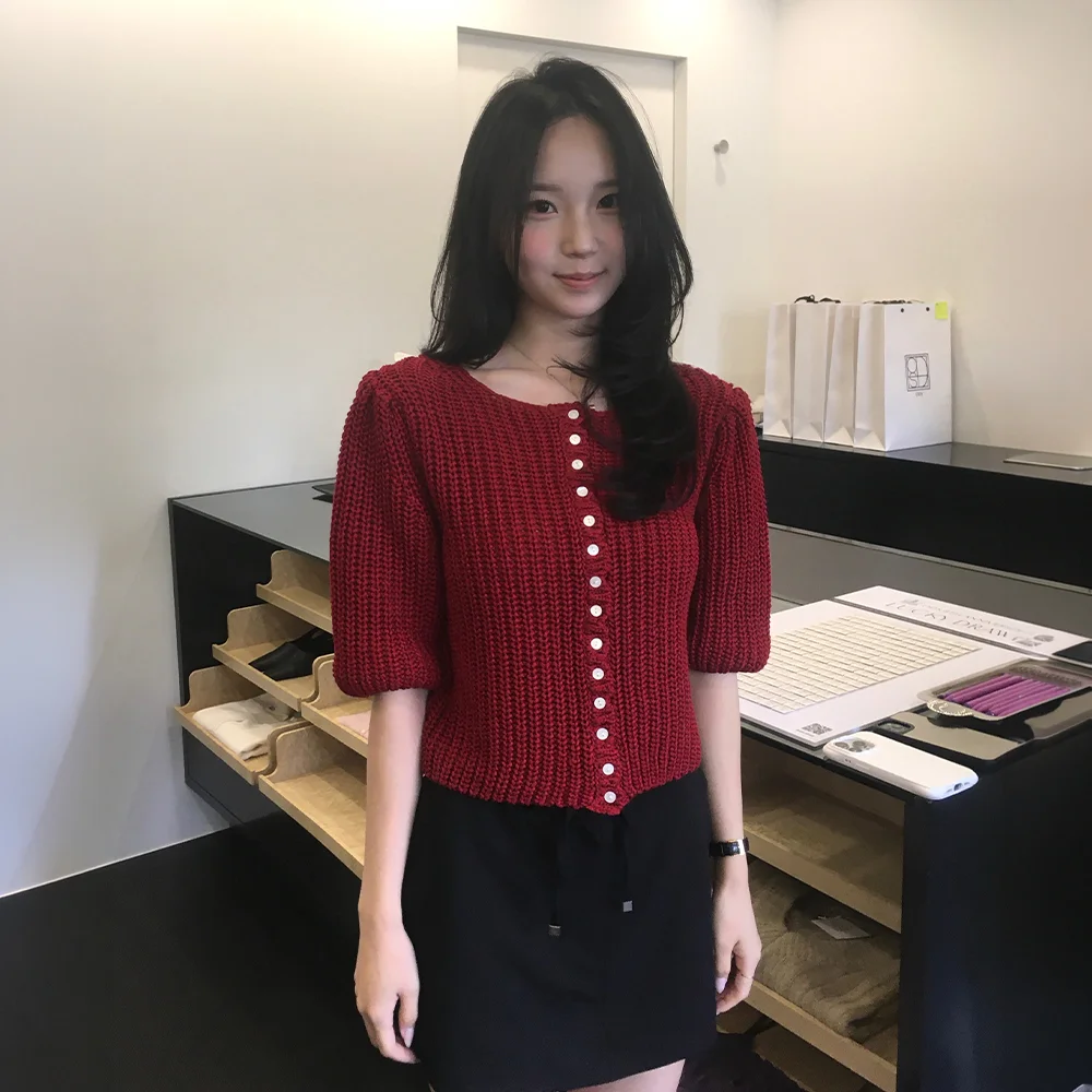 Garden Half Cardigan (Red)