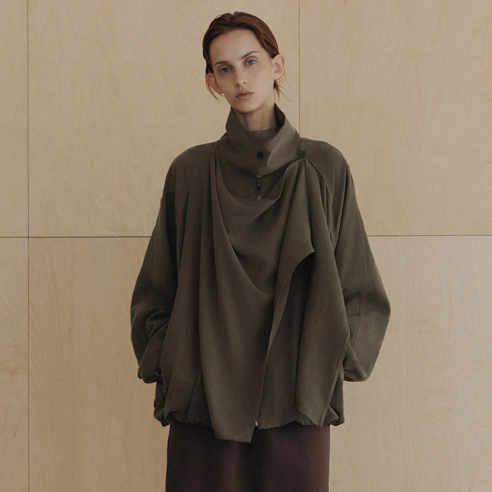 Draped Scarf High-Neck Jumper SW6AM801-93