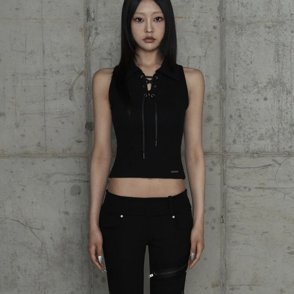 Halter Back Circle Corset Collar Sleeve (Black)