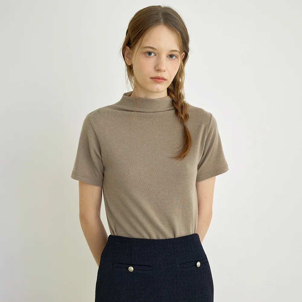 Essential wool Half neck T-shirt (Mocha)