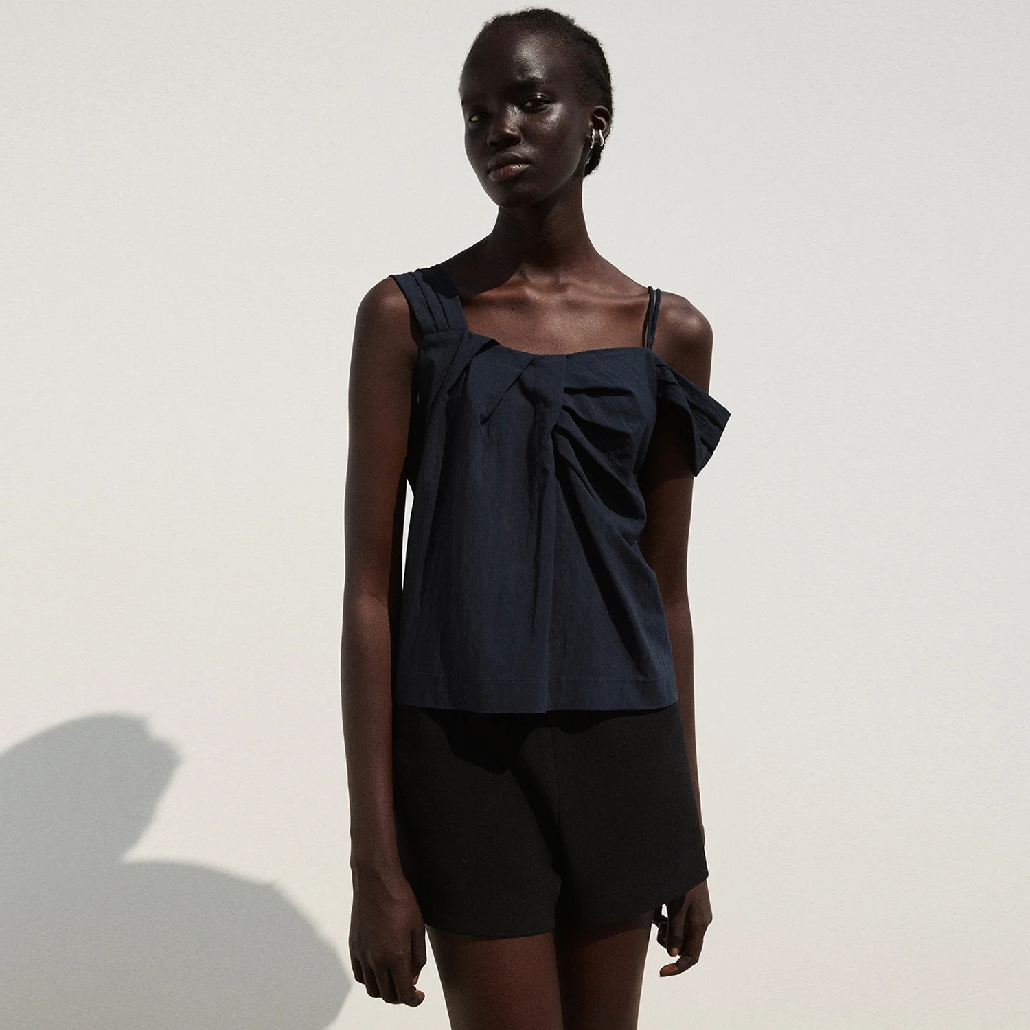 ASYMMETRIC SHOULDER BLOUSE MIDNIGHT NAVY