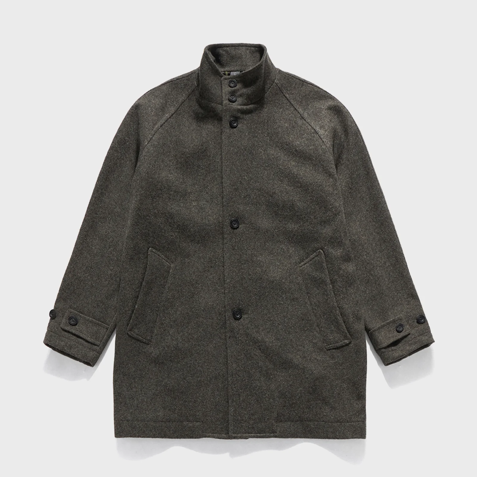 HIGH NECK WOOL HALF COAT / D.BEIGE MELANGE