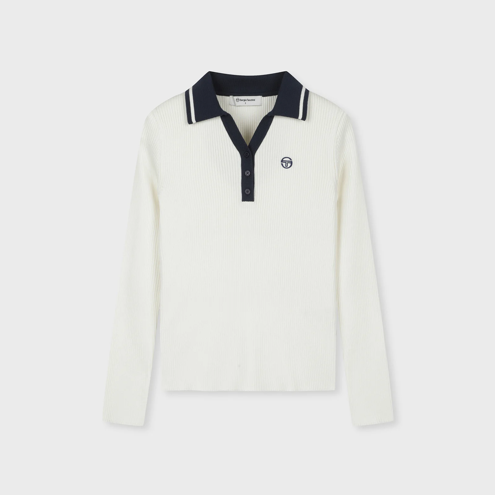 W 衣領 撞色 修身 毛衣 Polo (Ivory)