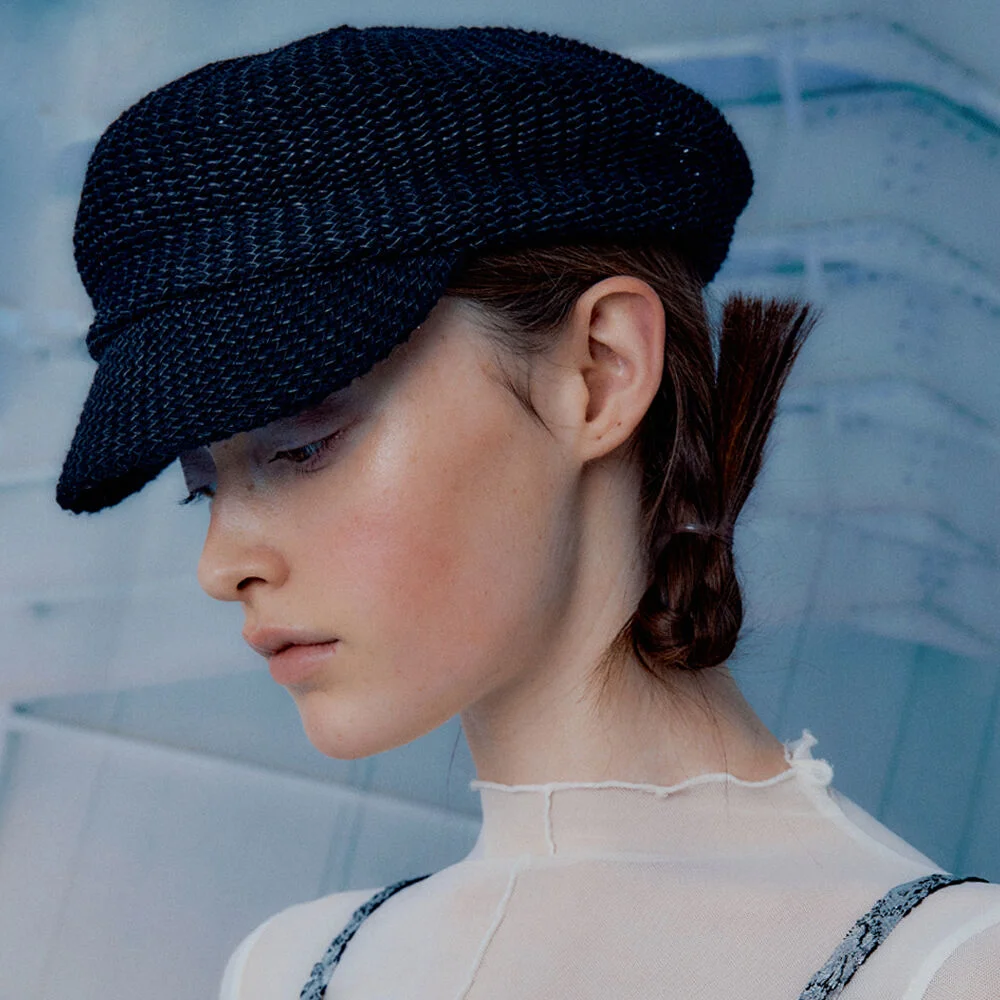 STRAW MARGOT HAT IN BLACK