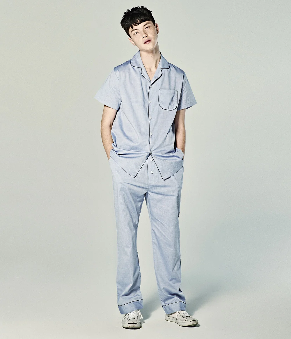 (M) Short Sleeve Pajama Set Chambray Blue