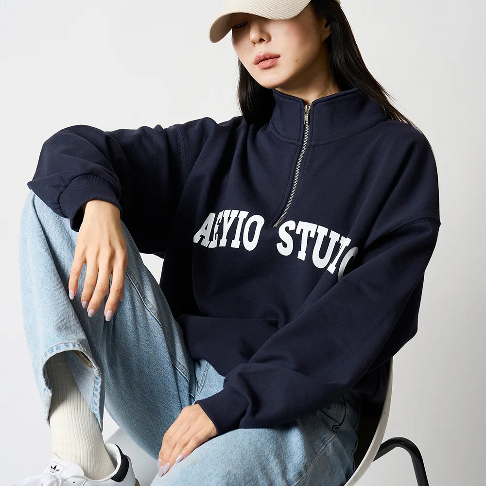 OVERFIT HALF ZIP UP_寬鬆版型 半 拉鏈_AZU1010 (4 Colors)