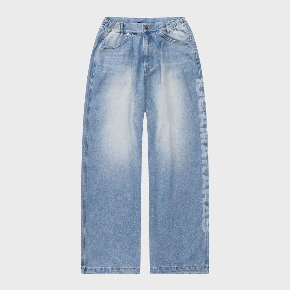 Laser Washed Denim Pants (Sky Blue)