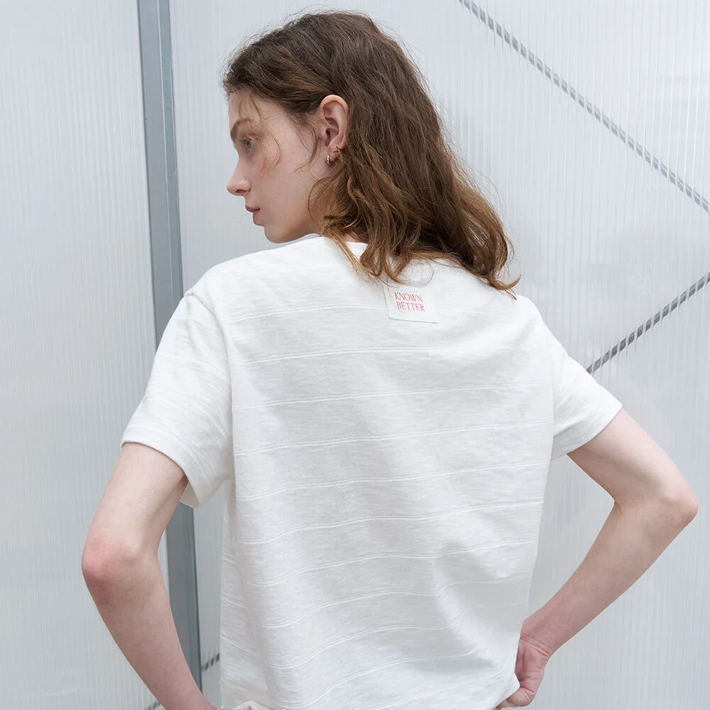 Label border T-shirt _Ivory