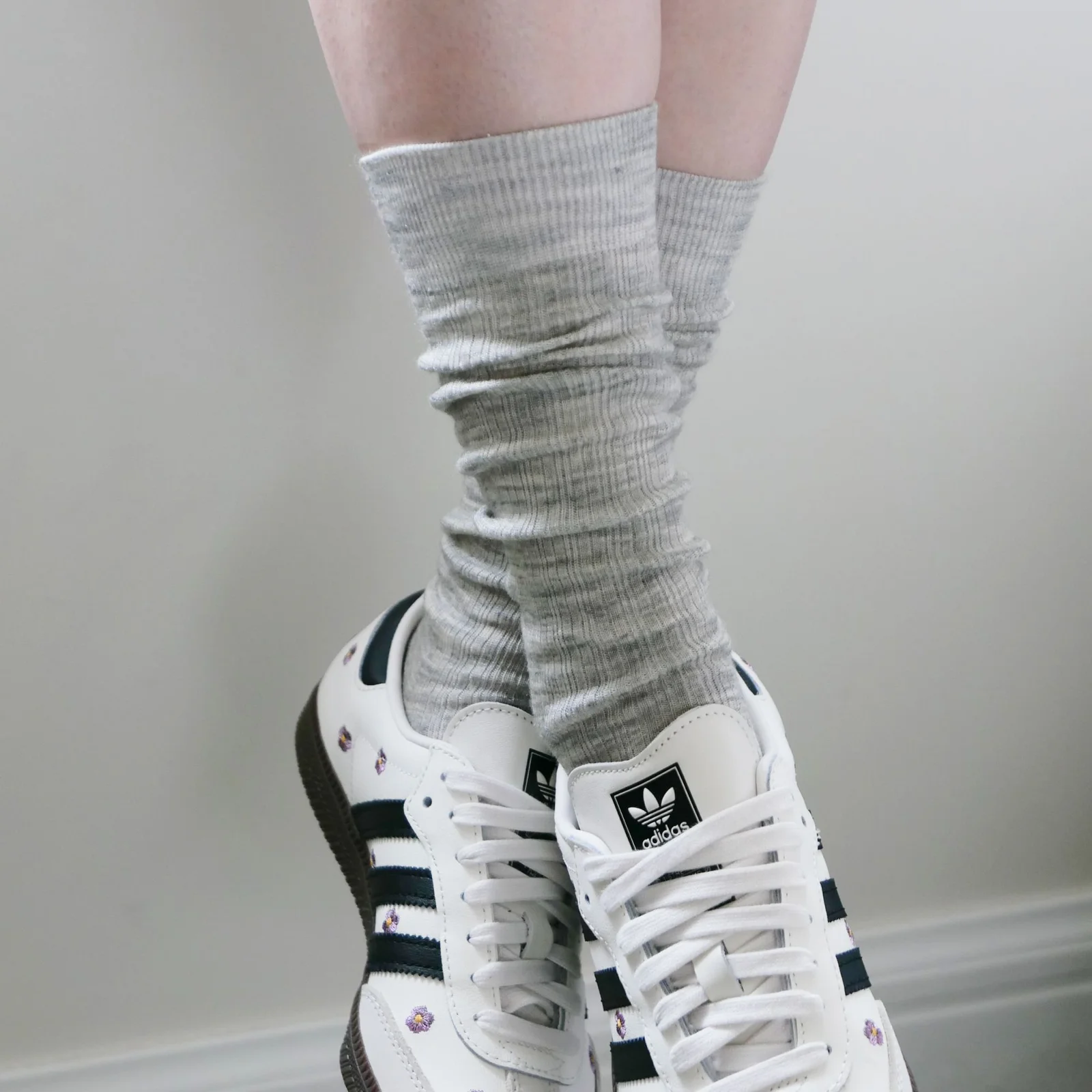 wool loose middle socks - gray melange